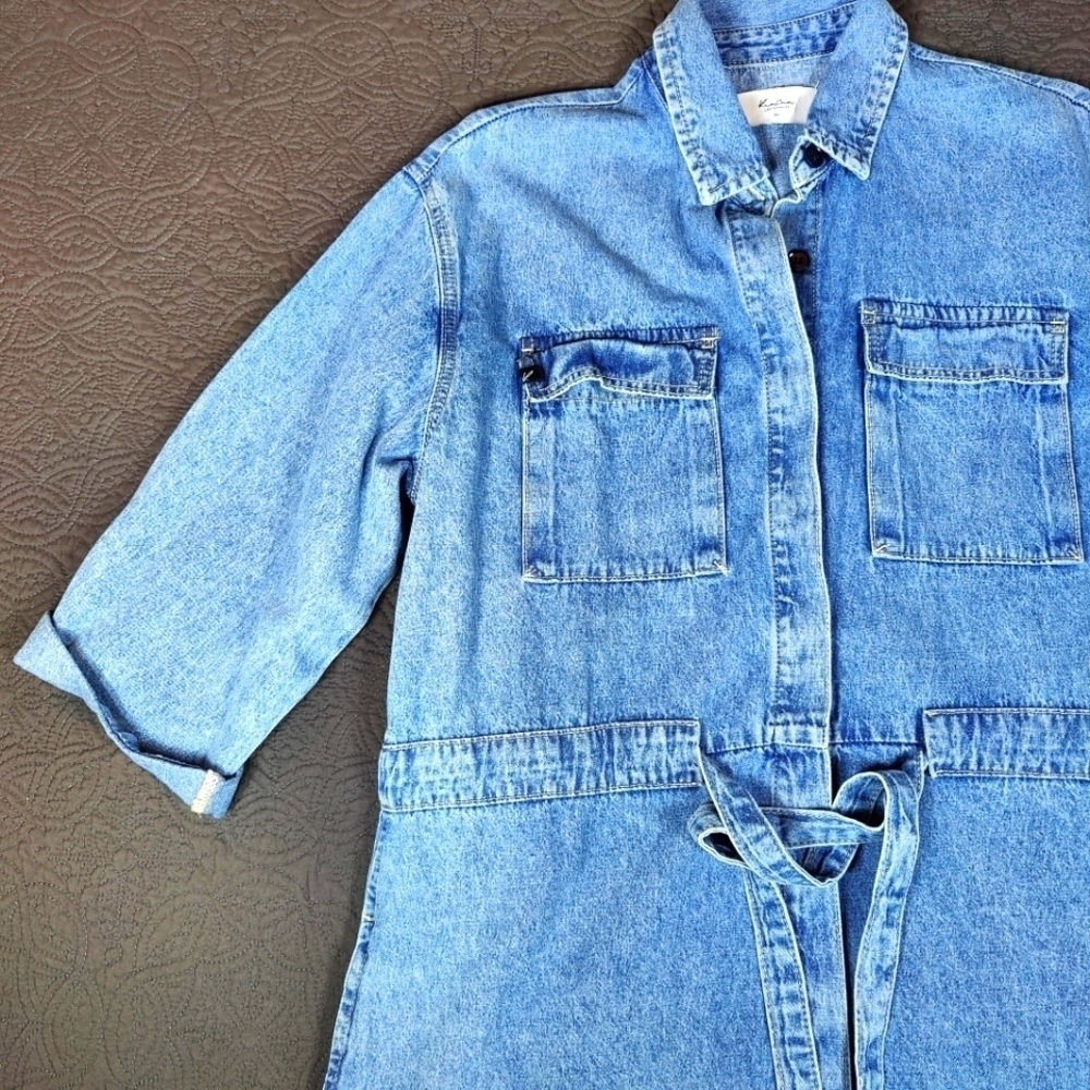 Kancan Virginia Button Down Denim Shirt Dress Belt Pockets Women's XL Blue - Picture 4 of 14